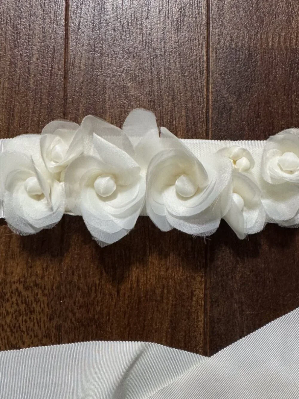 Vera Wang White Floral Bridal Sash Belt Accessory for Wedding Dress, Ivory Color